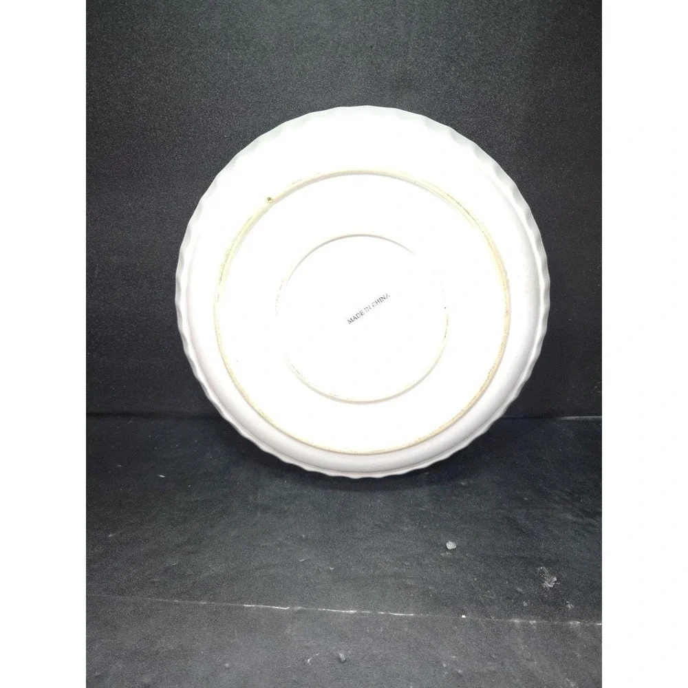 Blue‎ Round Ribbed Ceramic Quiche Pie Baking Dish, Vintage Ovenware, Bakeware